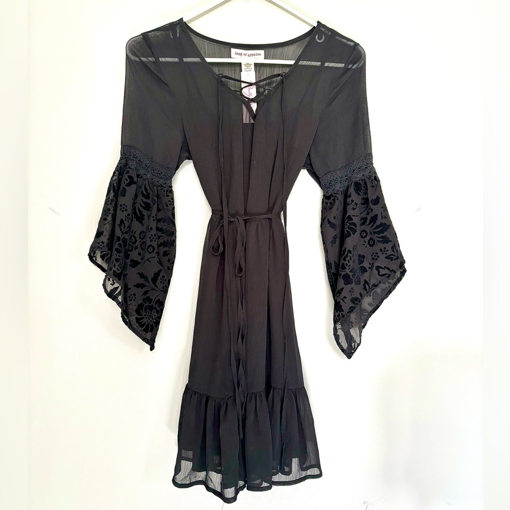 Band of Gypsies Black Bell Sleeve Dress XS